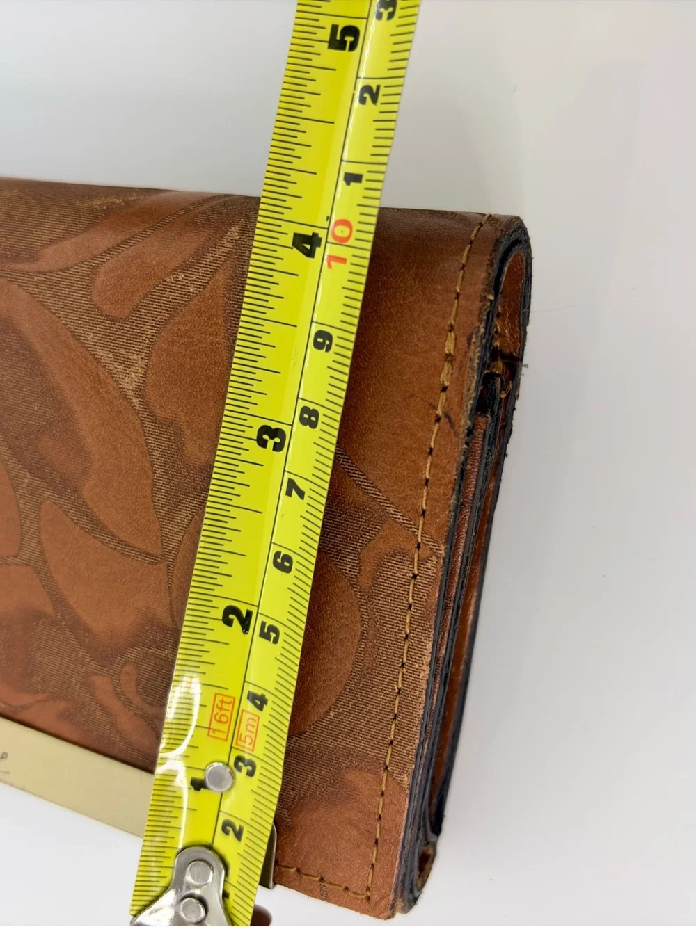 PATRICIA NASH CAMETTI Leather Trifold Wallet Clutch brown tan tooled embossed